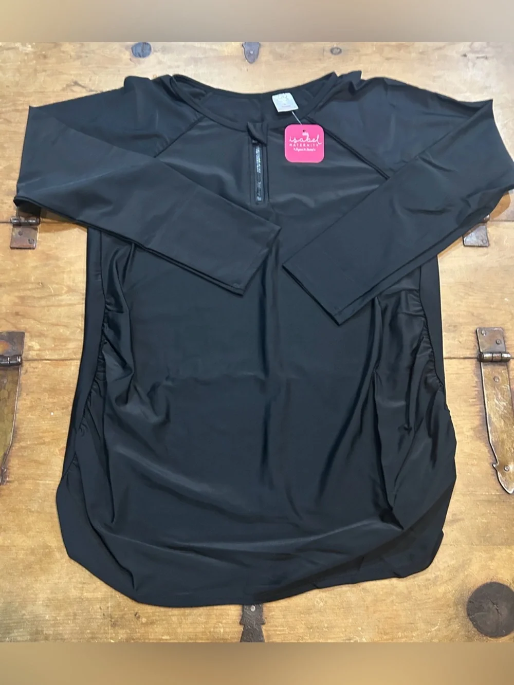sabel Maternity Ingrid & Isabel Black Long Sleeve Rash Guard Swim Top XL NWT